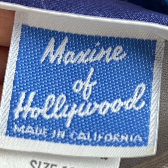 Vtg Maxine of Hollywood Blue Swimsuit 16 One-Piece Retro Pointy Bra 50s Stylel - Picture 7 of 10